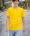 Genç Erkek Çocuk V Yaka Tişört Model - Sarı
