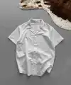İki İplik Kumaş  Gömlek - Beyaz