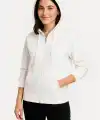 Kadın 3 İplik Kapüşonlu Tam Fermuarlı Kanguru Cepli Sweatshirt Hoodie - Beyaz