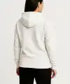 Kadın 3 İplik Kapüşonlu Tam Fermuarlı Kanguru Cepli Sweatshirt Hoodie - Beyaz