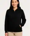 Kadın 3 İplik Kapüşonlu Tam Fermuarlı Kanguru Cepli Sweatshirt Hoodie - Siyah