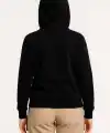 Kadın 3 İplik Kapüşonlu Tam Fermuarlı Kanguru Cepli Sweatshirt Hoodie - Siyah
