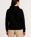 Kadın 3 İplik Kapüşonlu Tam Fermuarlı Kanguru Cepli Sweatshirt Hoodie - Siyah