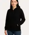 Kadın 3 İplik Kapüşonlu Tam Fermuarlı Kanguru Cepli Sweatshirt Hoodie - Siyah