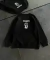 Kadın 3 iplik Kışlık Bisiklet Yaka Baskılı SweatShirt - Siyah