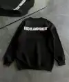 Kadın 3 iplik Kışlık pamuklu Bisiklet Yaka Oversize Baskılı SweatShirt - Siyah