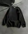 Kadın 3 iplik Kışlık pamuklu Bisiklet Yaka Oversize Baskılı SweatShirt - Siyah