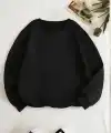 Kadın 3 İplik Pamuklu Bisikilet Yaka SweatShirt - Siyah