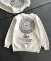 Kadın 3 iplik Pamuklu Bisiklet Yaka Baskılı SweatShirt - Beyaz