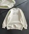Kadın 3 İplik Pamuklu Bisiklet Yaka Baskılı SweatShirt - Beyaz
