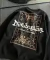 Kadın 3 İplik Pamuklu Bisiklet Yaka Baskılı SweatShirt - Siyah