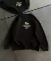 Kadın 3 iplik Pamuklu Bisiklet Yaka Baskılı SweatShirt - Siyah