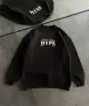 Kadın 3 İplik Pamuklu Bisiklet Yaka Baskılı SweatShirt - Siyah