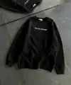 Kadın 3 İplik Pamuklu Bisiklet Yaka Baskılı SweatShirt - Siyah