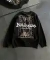 Kadın 3 İplik Pamuklu Bisiklet Yaka Baskılı SweatShirt - Siyah