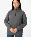 Kadın 3 İplik Pamuklu Dık Yaka Yarım Fermuarlı SweatShirt - Antrasit