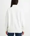Kadın 3 İplik Pamuklu Dık Yaka Yarım Fermuarlı SweatShirt - Beyaz