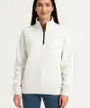 Kadın 3 İplik Pamuklu Dık Yaka Yarım Fermuarlı SweatShirt - Beyaz