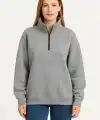 Kadın 3 İplik Pamuklu Dık Yaka Yarım Fermuarlı SweatShirt - Gri