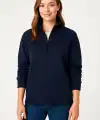 Kadın 3 İplik Pamuklu Dık Yaka Yarım Fermuarlı SweatShirt - Lacivert