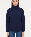 Kadın 3 İplik Pamuklu Dık Yaka Yarım Fermuarlı SweatShirt - Lacivert