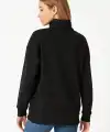 Kadın 3 İplik Pamuklu Dık Yaka Yarım Fermuarlı SweatShirt - Siyah