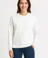 Kadın 3 İplik Pamuklu Düz Bisiklet Yaka SweatShirt - Beyaz