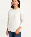 Kadın 3 İplik Pamuklu Düz Bisiklet Yaka SweatShirt - Beyaz
