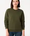 Kadın 3 İplik Pamuklu Düz Bisiklet Yaka SweatShirt - Haki
