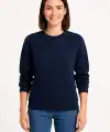 Kadın 3 İplik Pamuklu Düz Bisiklet Yaka SweatShirt - Lacivert