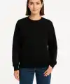 Kadın 3 İplik Pamuklu Düz Bisiklet Yaka SweatShirt - Siyah