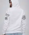 Kadın 3 İplik Pamuklu Kapüşonlu Baskılı SweatShirt hoodie - Beyaz