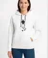 Kadın 3 İplik Pamuklu Kapüşonlu Hoodie Sweatshirt Nihilist Penguen Baskılı - Beyaz