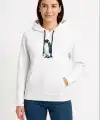 Kadın 3 İplik Pamuklu Kapüşonlu Hoodie Sweatshirt Survivor Penguen Baskılı - Beyaz