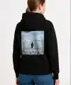 Kadın 3 İplik Pamuklu Kapüşonlu Hoodie Sweatshirt Survivor Penguen Baskılı - Siyah