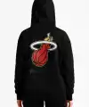 Kadın 3 İplik Pamuklu Kapüşonlu Kanguru Cepli Baskılı Hoodie Sweatshirt - Siyah