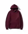 Kadın 3 İplik Pamuklu Kapüşonlu Kanguru Cepli Düz Hoodie Sweatshirt - Bordo