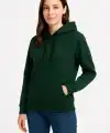Kadın 3 İplik Pamuklu Kapüşonlu Kanguru Cepli Sweatshirt hoodie - Haki