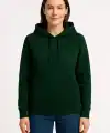 Kadın 3 İplik Pamuklu Kapüşonlu Kanguru Cepli Sweatshirt hoodie - Haki