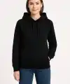Kadın 3 İplik Pamuklu Kapüşonlu Kanguru Cepli Sweatshirt hoodie - Siyah