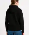 Kadın 3 İplik Pamuklu Kapüşonlu Kanguru Cepli Sweatshirt hoodie - Siyah