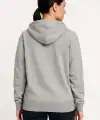 Kadın 3 İplik Pamuklu Kapüşonlu Tam Fermuarlı Kanguru Cepli Sweatshirt Hoodie - Gri
