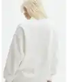 Kadın 3 İplik Pamuklu Oversize Yarım Fermuarlı Yakalı Basic Sweatshirt - Beyaz