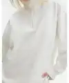 Kadın 3 İplik Pamuklu Oversize Yarım Fermuarlı Yakalı Basic Sweatshirt - Beyaz