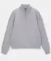 Kadın 3 İplik Pamuklu Oversize Yarım Fermuarlı Yakalı Basic Sweatshirt - Gri