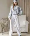 Kadın 3 İplik Pamuklu Oversize Yarım Fermuarlı Yakalı Basic Sweatshirt - Gri