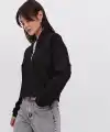Kadın 3 İplik Pamuklu Oversize Yarım Fermuarlı Yakalı Basic Sweatshirt - Siyah