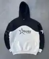 Kadın 3 İplik Pamuklu Parçalı Nakış İşlemelı Kapüşonlu SweatShirt Hoodie - Siyah