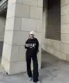Kadın 3 İplik Pamuklu Yakalı Sweat Baggy Pantolonlu Alt-Üst Takım - Siyah
