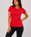 Kadın 3’lü Kısa Kollu Bisiklet Yaka Basic Slim Fit T-Shirt - Kırmızı - Mavi - Turuncu